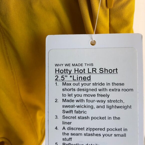 Lululemon Activewear Hotty Hot LR Short 2.5" Lined Gold Size 12 NWT - Picture 6 of 10